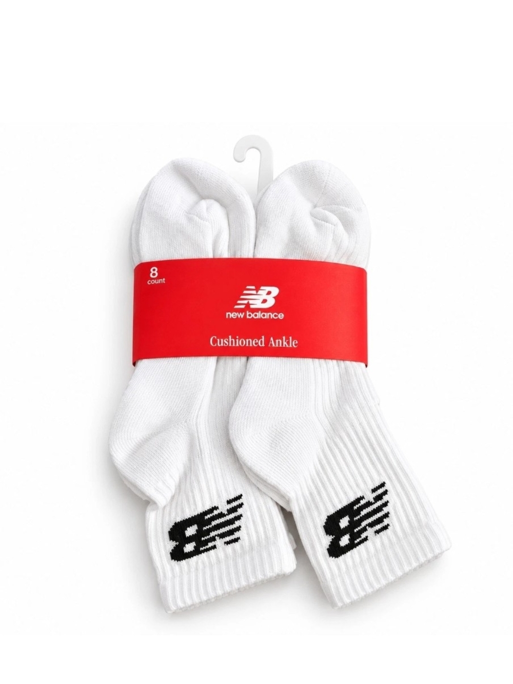 New Balance Men's- 8 pairs Cushion Ankle White-black socks shoe size 6-10